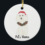 Ornamento De Cerâmica Poodle Personalizado (Branco)<br><div class="desc">Faça a lista legal este ano com um ornamento do seu poodle favorito. Para os presentes mais doces,  emparelhe-o com um impressão de arte correspondente ou outro item da minha coleção!</div>
