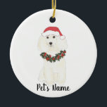 Ornamento De Cerâmica Poodle Personalizado (Branco)<br><div class="desc">Faça a lista legal este ano com um ornamento do seu poodle favorito. Para os presentes mais doces,  emparelhe-o com um impressão de arte correspondente ou outro item da minha coleção!</div>