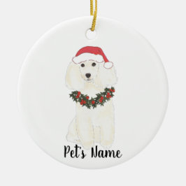 Ornamento De Cerâmica Poodle Personalizado (Branco)