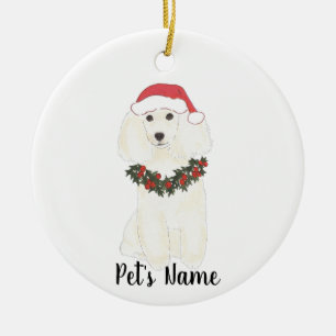 Ornamento De Cerâmica Poodle Personalizado (Branco)