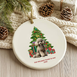 Ornamento De Cerâmica Poodle Personalizado Natal