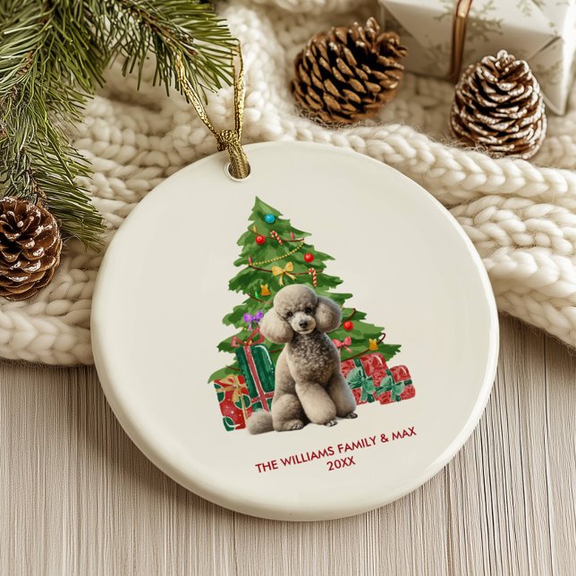 Ornamento De Cerâmica Poodle Personalizado Natal (Criador carregado)
