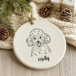 Ornamento De Cerâmica Poodle Personalizado no Natal