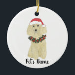 Ornamento De Cerâmica Poodle Personalizado (Ouro Louro Tan)<br><div class="desc">Faça a lista legal este ano com um ornamento do seu poodle elf favorito! Para os presentes mais doces,  emparelhe-o com um impressão de arte correspondente ou outro item da minha coleção!</div>