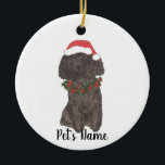 Ornamento De Cerâmica Poodle Personalizado (Preto)<br><div class="desc">Faça a lista legal este ano com um ornamento do seu poodle elf favorito!</div>