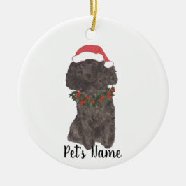 Ornamento De Cerâmica Poodle Personalizado (Preto)