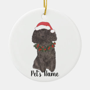 Ornamento De Cerâmica Poodle Personalizado (Preto)