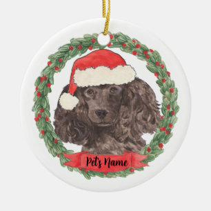 Ornamento De Cerâmica Poodle Preto Personalizado