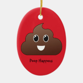 Ornamento De Cerâmica Poop Happens Emoji Ornament