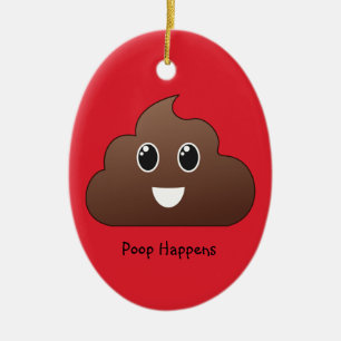 Ornamento De Cerâmica Poop Happens Emoji Ornament