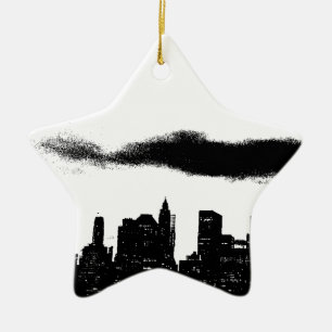 Ornamento De Cerâmica Pop Art Black White NYC Nova Iorque