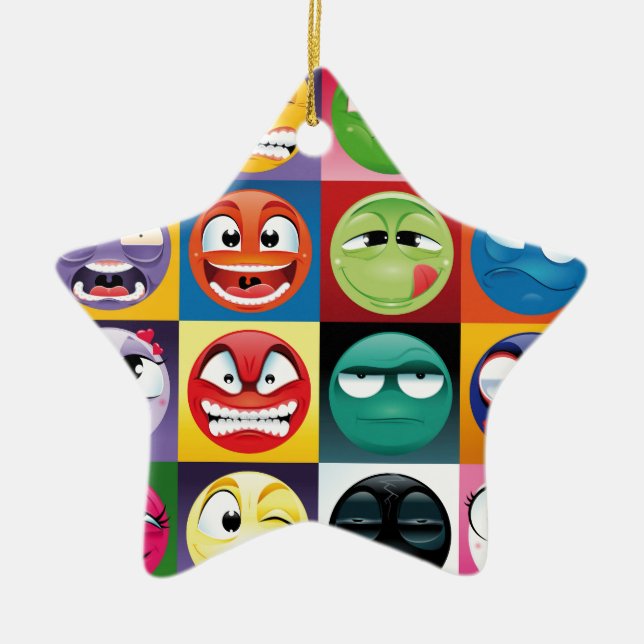 Ornamento De Cerâmica pop art emojis (Frente)