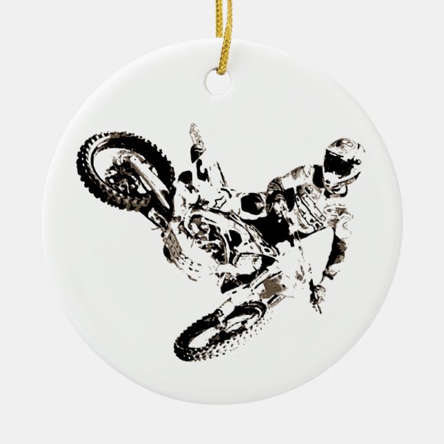 Ornamento De Cerâmica Pop Art Motocross Motorcyesporte (Frente)