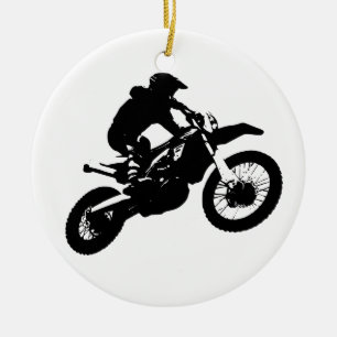 Ornamento De Cerâmica Pop de Arte Branca Negra Motocross Motorcyesporte