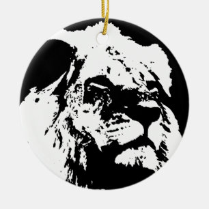 Ornamento De Cerâmica Pop preto e branco