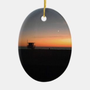 Ornamento De Cerâmica por do sol da praia do hermosa