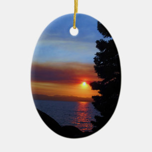 Ornamento De Cerâmica Por do sol de Lake Tahoe