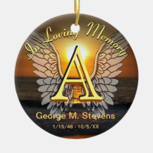Ornamento De Cerâmica Por do sol do monograma/memorial do nascer do sol
