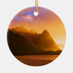 Ornamento De Cerâmica Pôr do sol na praia dourada, Havaí