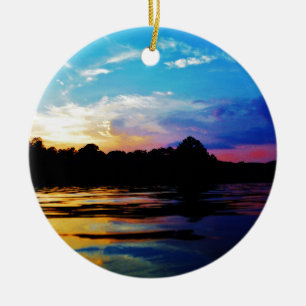 Ornamento De Cerâmica pôr do sol Rainbow na montanha Lake