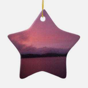 Ornamento De Cerâmica pôr do sol roxo no lago de Arrohead