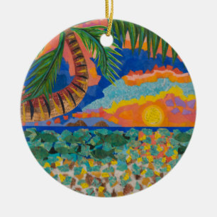 Ornamento De Cerâmica Por do sol tropical