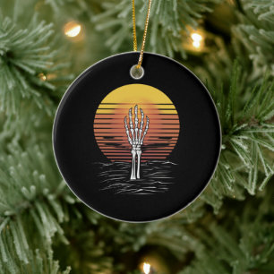 Ornamento De Cerâmica Pôr do Sol Vintage Retro Halloween Zumbi Mão Assus
