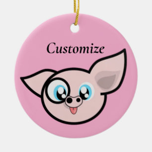 Ornamento De Cerâmica Porco Goofy sorrindo Thunder_Cove