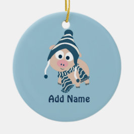 Ornamento De Cerâmica Porco Inverno