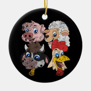 Ornamento De Cerâmica Porco Ovelha Vaca Frango Crianças Pequenos Animais