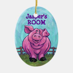 Ornamento De Cerâmica Porcos chegando e indo