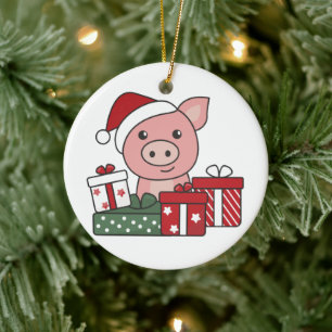 Ornamento De Cerâmica Porcos de Natal Presente de Inverno Suínos Orn Cer