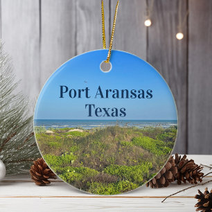 Ornamento De Cerâmica Port ArKansas Texas Beach Grass Foto de Natal