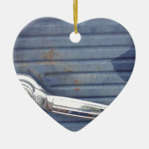 Ornamento De Cerâmica Porta Azul Vintage, Alça Prateada