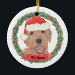 Ornamento De Cerâmica Porta do Ouro Apricot Personalizado<br><div class="desc">Faça a lista legal este ano com um ornamento personalizado do seu doce rabisco de ouro de damasco vermelho!</div>