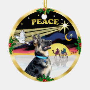 Ornamento De Cerâmica Porta do Xmas (Paz) - German shepherd #