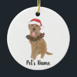 Ornamento De Cerâmica Porta Personalizada (Ouro Vermelho Apricot)<br><div class="desc">Faça a lista legal este ano com um ornamento personalizado do seu elfo favorito!</div>