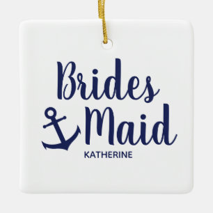 Ornamento De Cerâmica Porta-voz azul marinho náutica com âncora