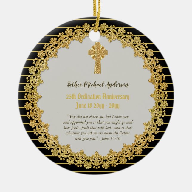 Ornamento De Cerâmica Portaria comemorativa Presente no aniversário - QU (Frente)