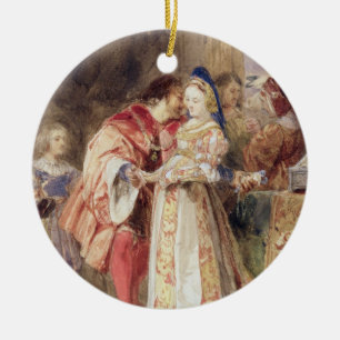 Ornamento De Cerâmica Portia e Bassanio, c.1826 (w/c, tinta marrom,