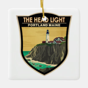 Ornamento De Cerâmica Portland Head Light Maine Vintage Art