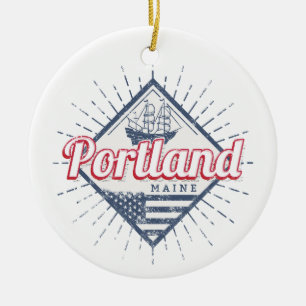 Ornamento De Cerâmica Portland Maine City USA Vintage USA