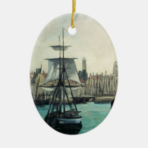 Ornamento De Cerâmica Porto em Calais por Manet, Arte Impressionista Ant