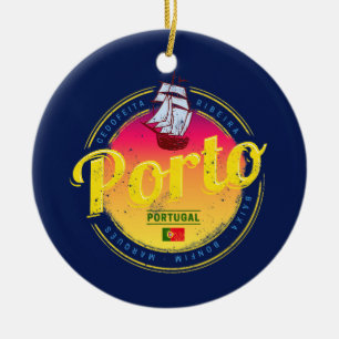 Ornamento De Cerâmica Porto em Portugal Navio Retro Sunset Vintage