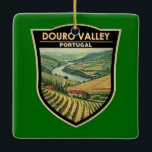Ornamento De Cerâmica Porto Portugal Douro Vale Viagem Art Emblem<br><div class="desc">Porto retro vetor viagem design. Porto é uma cidade costeira do noroeste de Portugal conhecida pelas suas pontes estaduais e pela produção de vinho do porto.</div>