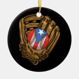 Ornamento De Cerâmica Porto Rico Baseball no Sinalizador de Porto Rico