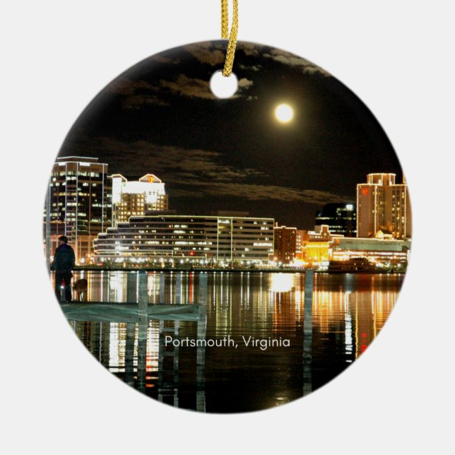 Ornamento De Cerâmica Portsmouth, fotografia de paisagem urbana da Virgí (Frente)