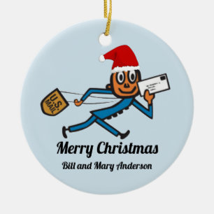 Ornamento De Cerâmica Postais nostálgicos adicionam seu texto