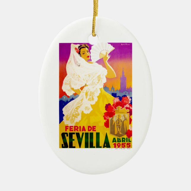 Ornamento De Cerâmica Poster 1955 justo de Sevilha abril da espanha (Frente)