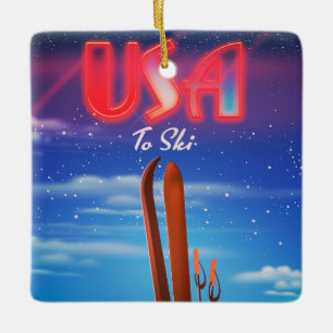 Ornamento De Cerâmica poster de viagens de esqui